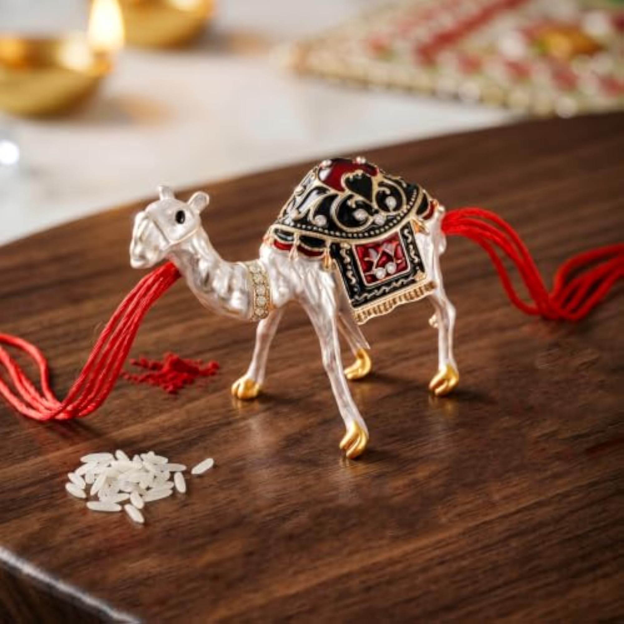 Designer Meenakari Camel Rakhi for Brother with Roli & Chawal